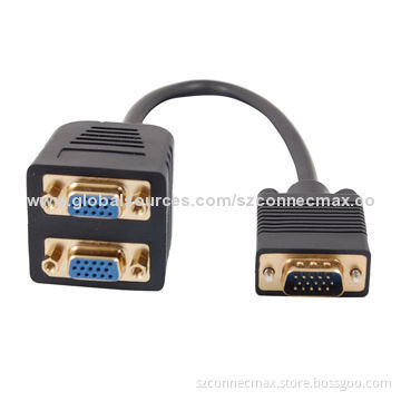 HD15 1 Male VGA to 2 Female VGA Splitter Cable Adapter